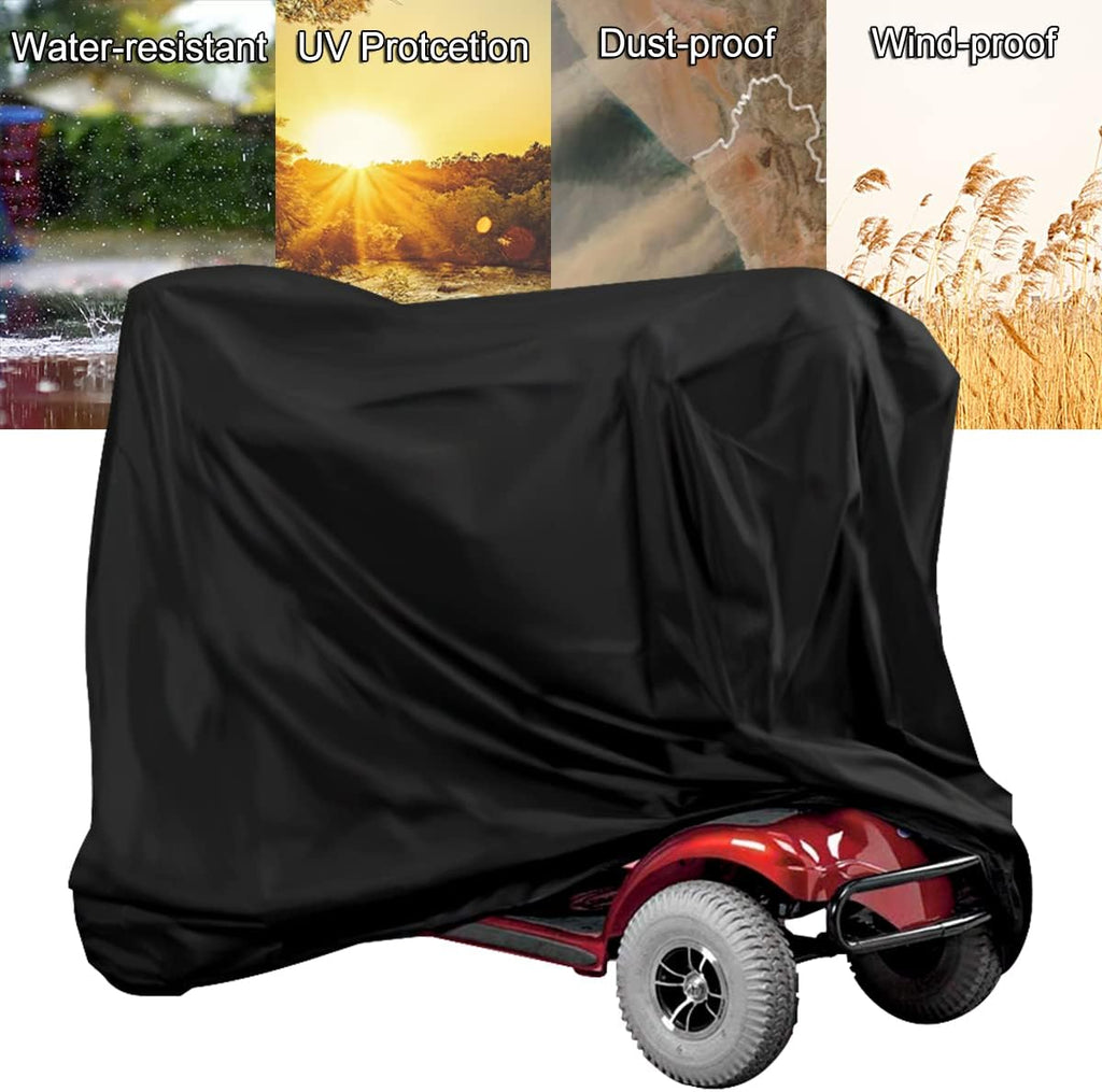 Mobility Scooter Cover Waterproof 190D Heavy Duty Mobility Scooter Rain Cover with Storage Bag anti Dust Rain Snow Anti-Uv Wheelchair Storage Cover with Bottom Elastic Rope (140X66X91Cm)