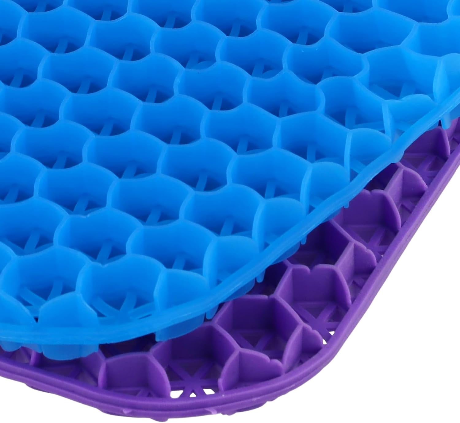 2 PCS 40 X 35 X 2.5Cm Soft Sitter Gel Seat Cushion, Double Thick Breathable Honeycomb Cushion with Non-Slip Cover, Purple and Blue Gel Cushion for Office Chair Desk, Car, Wheelchair, Road Trips