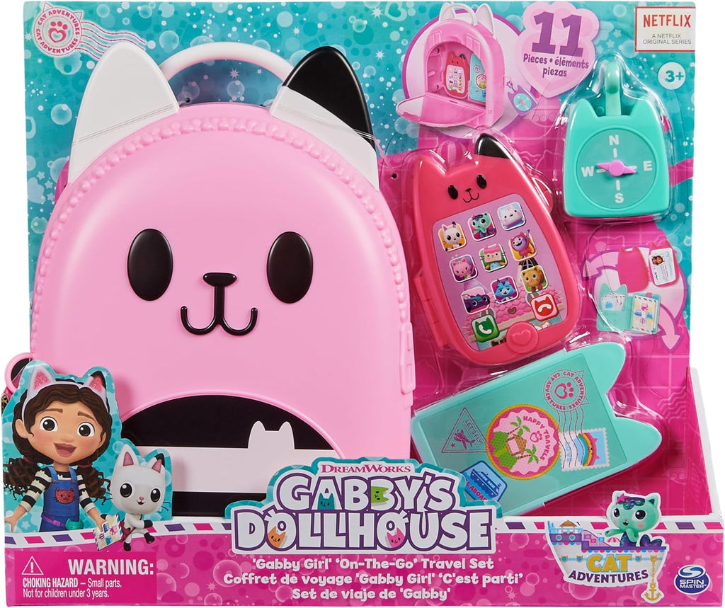 , Gabby Girl On-The-Go Travel Set, Pretend Play Travel Toys, Toy Passport, Toy Phone and Compass Charm, Kids Toys for Girls & Boys 3+