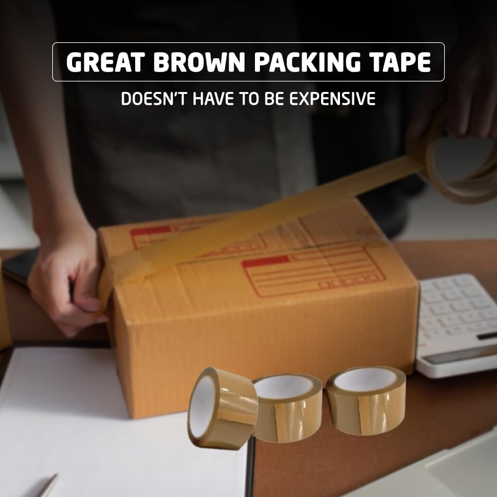 12 Rolls Brown Tape for Packing 48Mm X 66M|Premium Quality Tape |54 Microni Heavy Duty|Deal for Moving Home|Box Tape