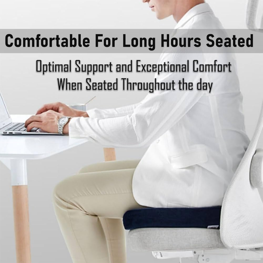 Wheelchair Cushion Foam Ergonomic Posture Seat Pads Comfort Car Hip, Tailbone Support Pressure Sore Relief Office Chairs, Car Seats Vinyl Wipeable Black Cover (20" X 18" X 4")