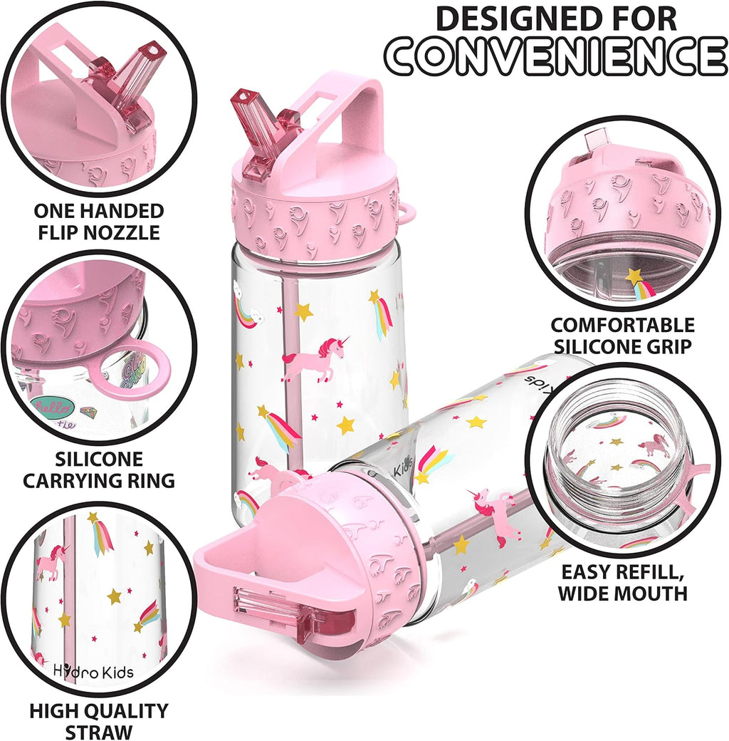 Water Bottle with Straw – 400Ml BPA Free Kids Water Bottles for School Travel Sports – Leakproof Childrens Drink Bottle for Girls Boys Childs…