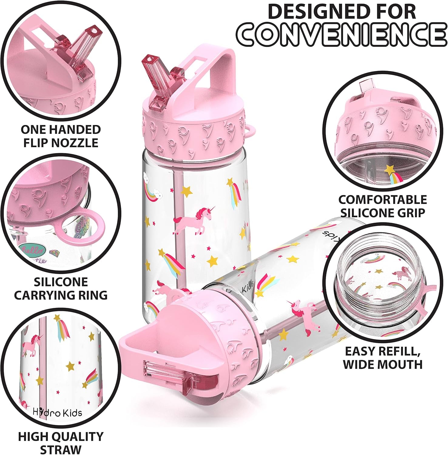 Water Bottle with Straw – 400Ml BPA Free Kids Water Bottles for School Travel Sports – Leakproof Childrens Drink Bottle for Girls Boys Childs…