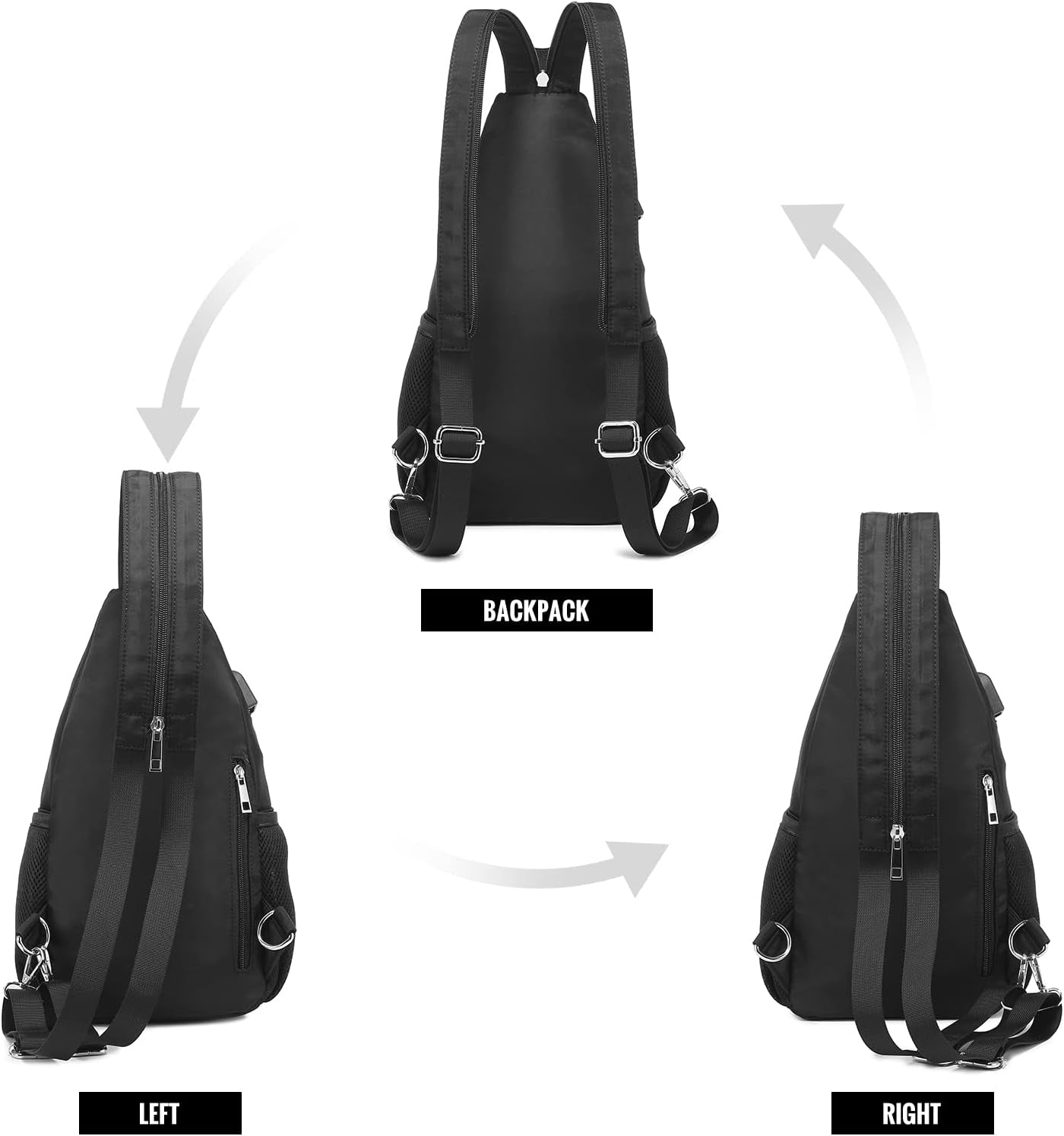 Sling Bag for Women Casual Daypack Nylon Crossbody Sling Backpack Travel Shoulder Bag Hiking Daypack