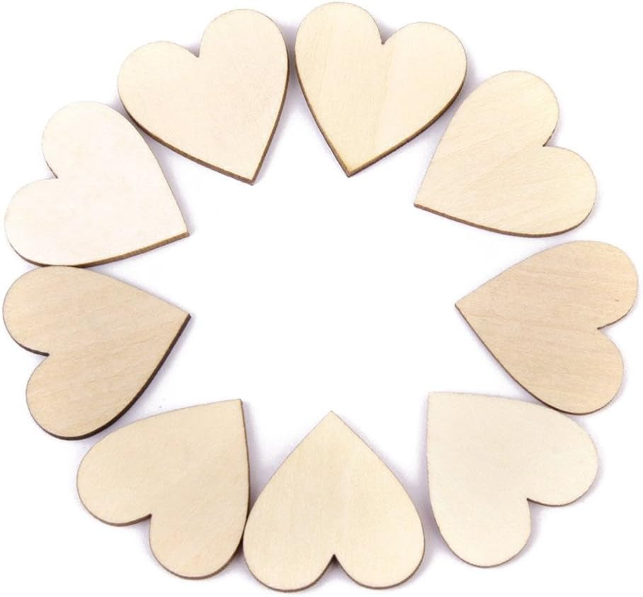 Rustic Wooden Hearts (5Cm) X100 - Love Heart Guest Book Accessory for Weddings Decoration