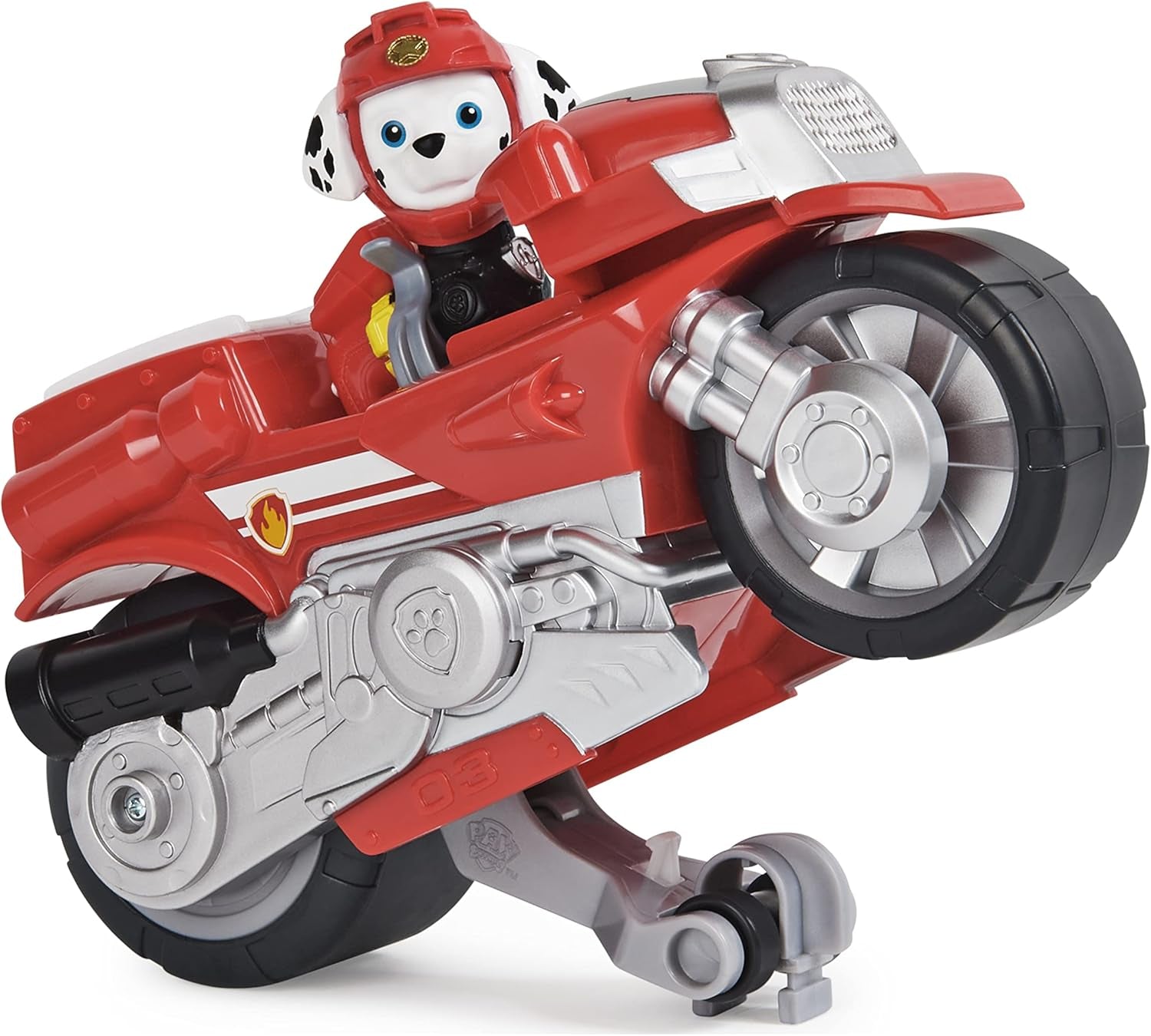 , Moto Pups Marshall’S Deluxe Pull Back Motorcycle Vehicle with Wheelie Feature and Toy Figure