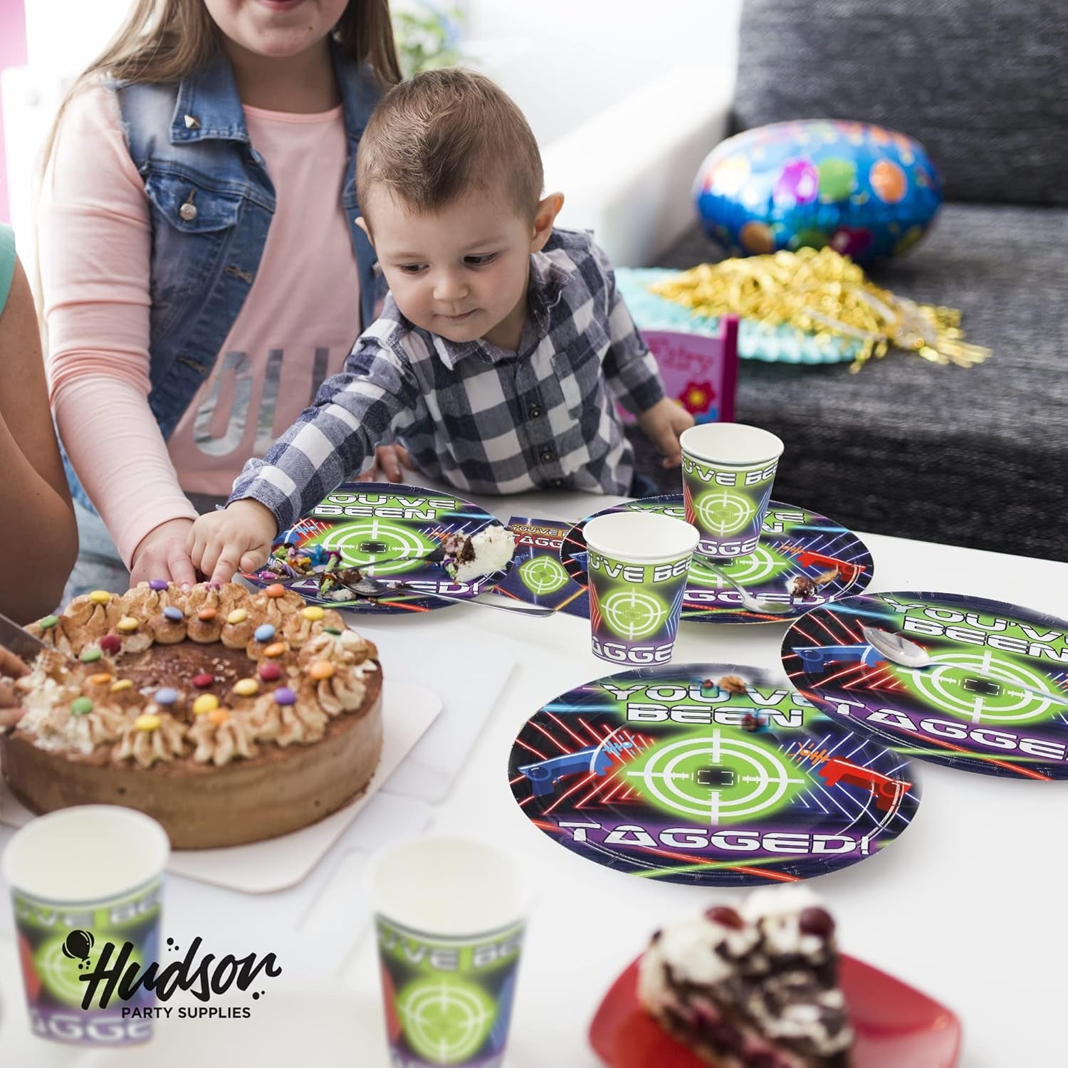 Laser Tag Birthday Party Supplies - (Serves 24) - Dinner Plates, Dessert Plates, Cups, Napkins. Laser Tag Decorations for Kids, Boys, Girls and More.