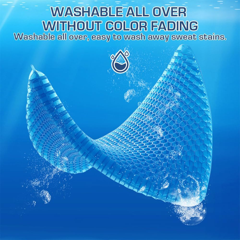 Gel Seat Cushion, Double Thicken Honeycomb Cushion with Ice Non-Slip Cover, Gel Cushion for Sitting with Relieving Back Coccyx Pain Pressure, Soft Sitter for Home Office Car (Square 40*35*2.4)