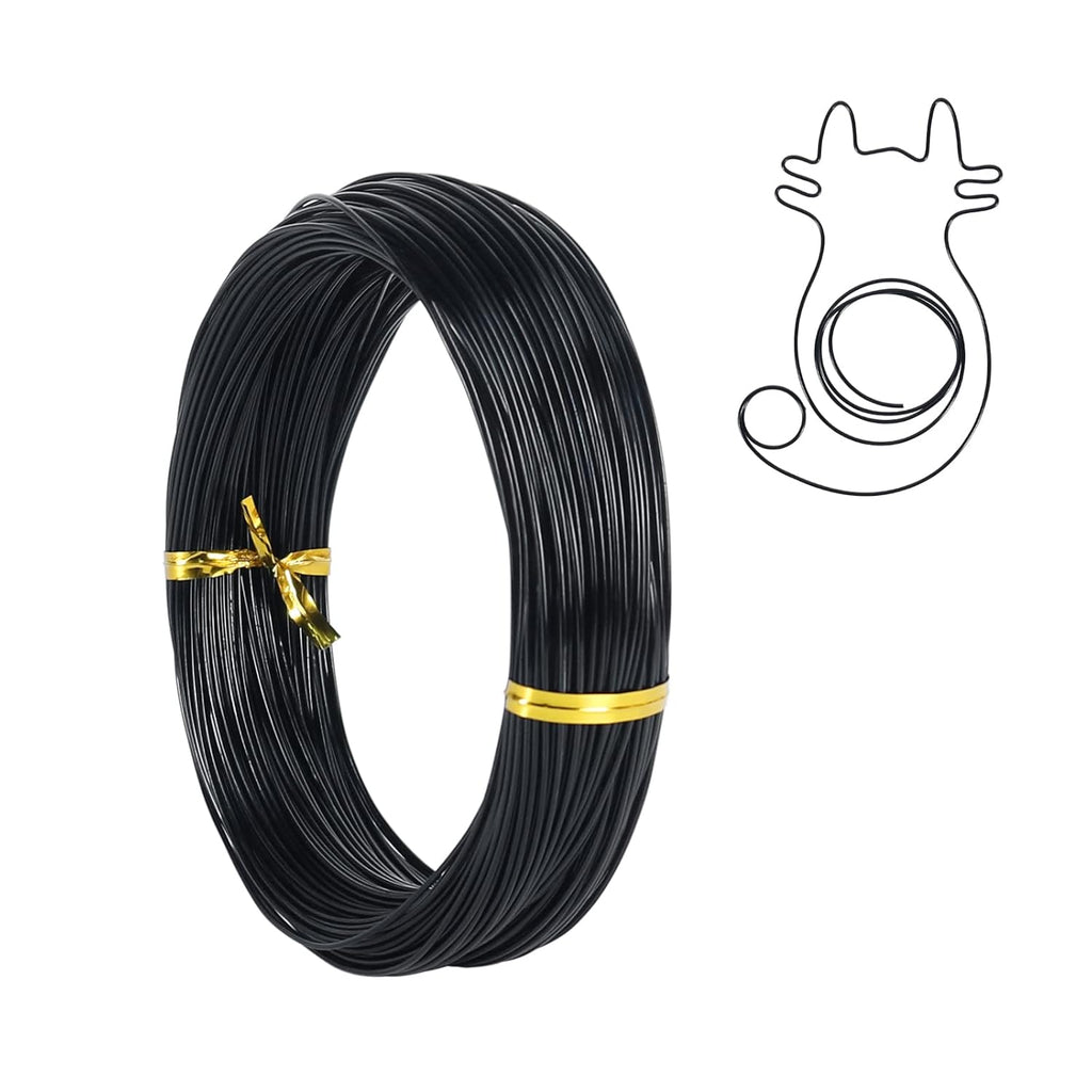 18 Gauge 1Mm Aluminum Craft Wire, 165 Feet Bendable Metal Wire for Bonsai Training, Sculpting, Bike Modelling Skeleton Crafting Floral Making, Jewelry Making, Gardening and Wrapping (Black)