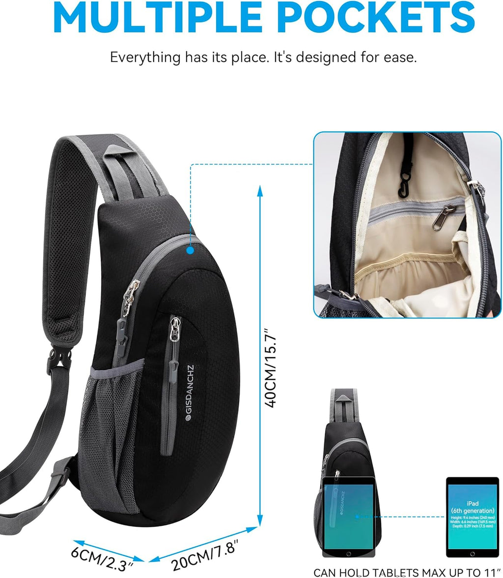 Unisex Honeycomb Jacquard Small Sling Bag Slim Sling Backpack Crossbody Chest Bag for Hiking Travel