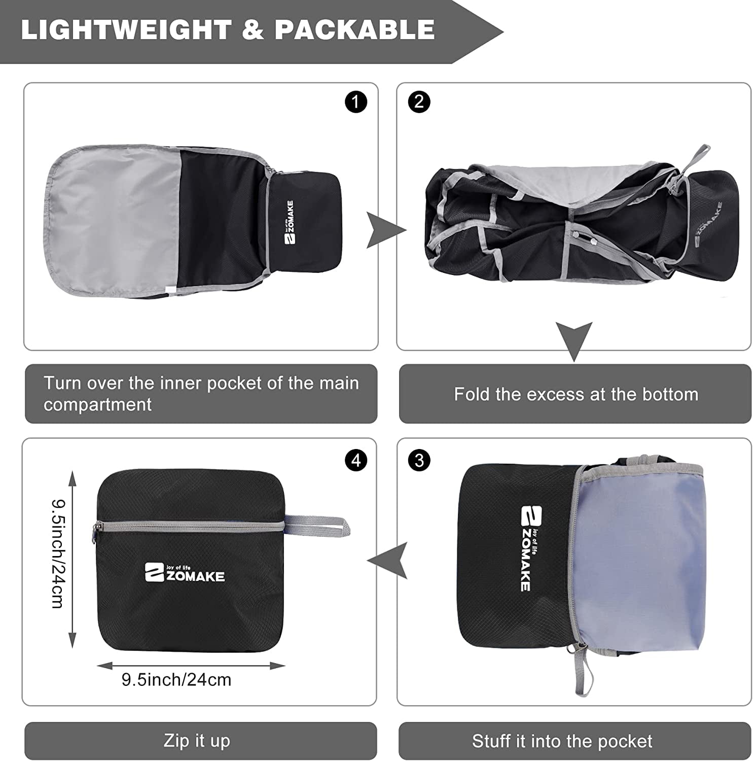 Lightweight Packable Backpack 35L, Foldable Backpacks Water Resistant Collapsible Light Daypack for Hiking
