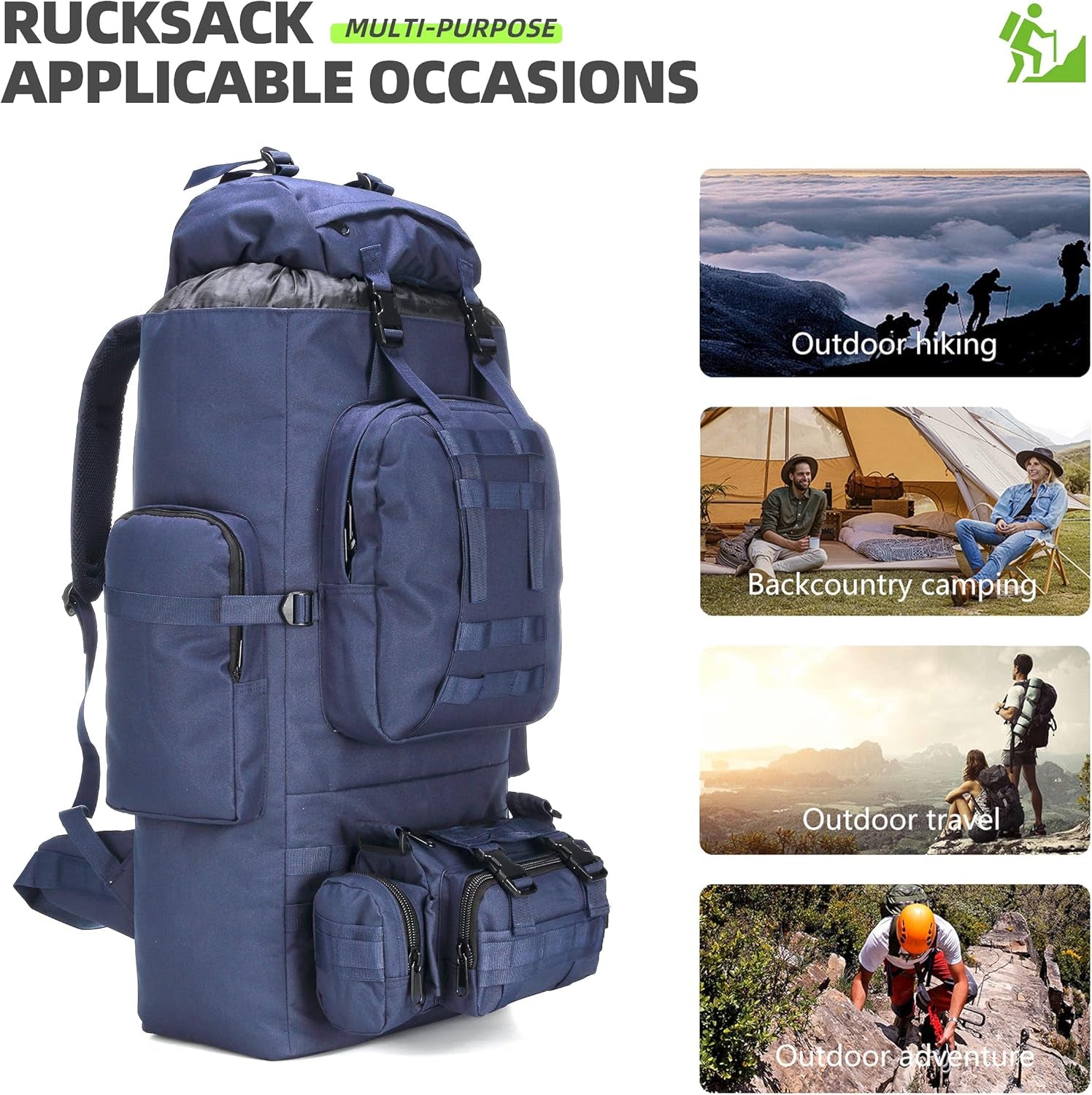 100L Camping Hiking Backpack Molle Rucksack Military Camping Backpacking Daypack