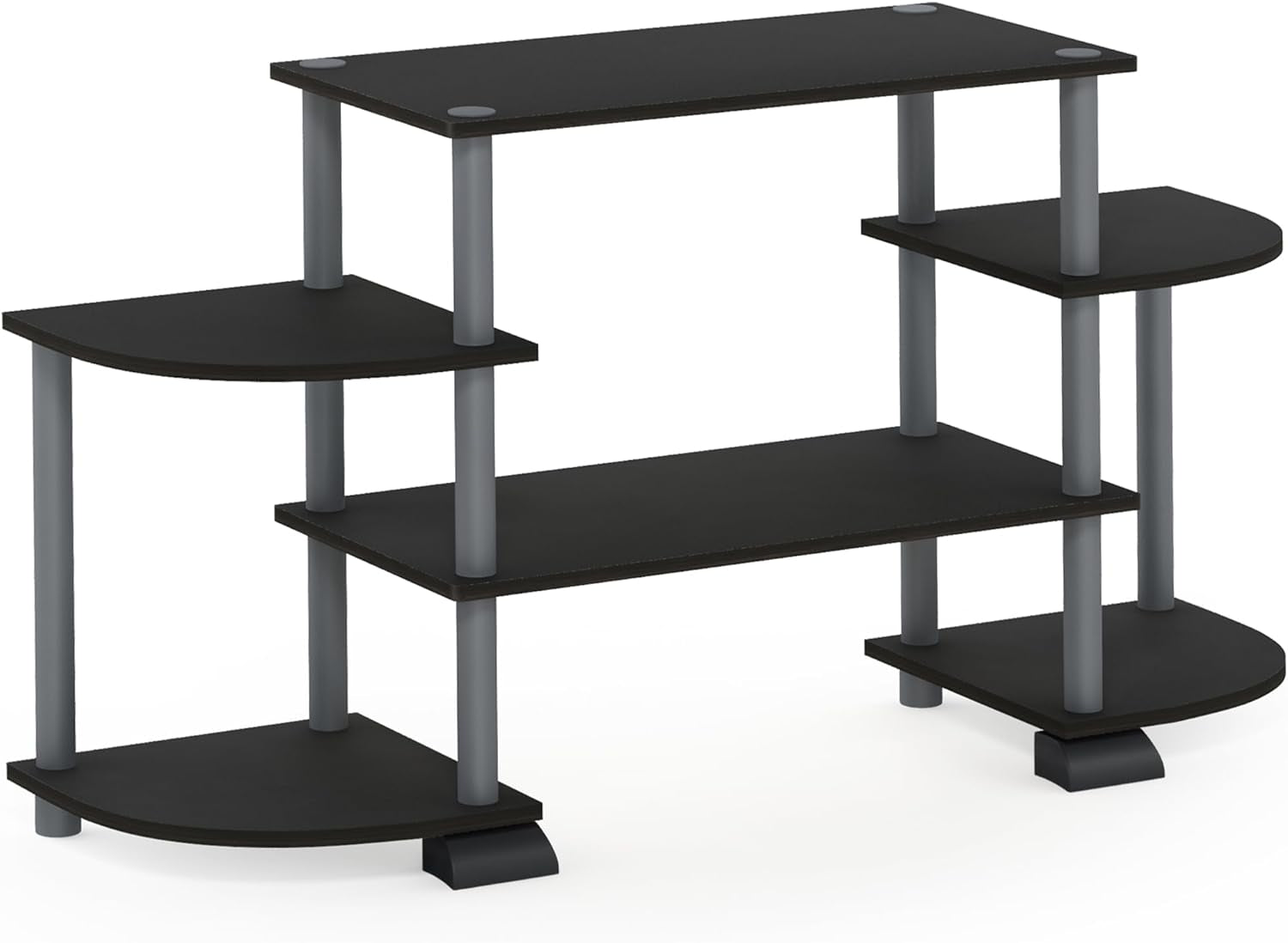 Turn-N-Tube Rounded Corner TV Entertainment Center, Black/Grey