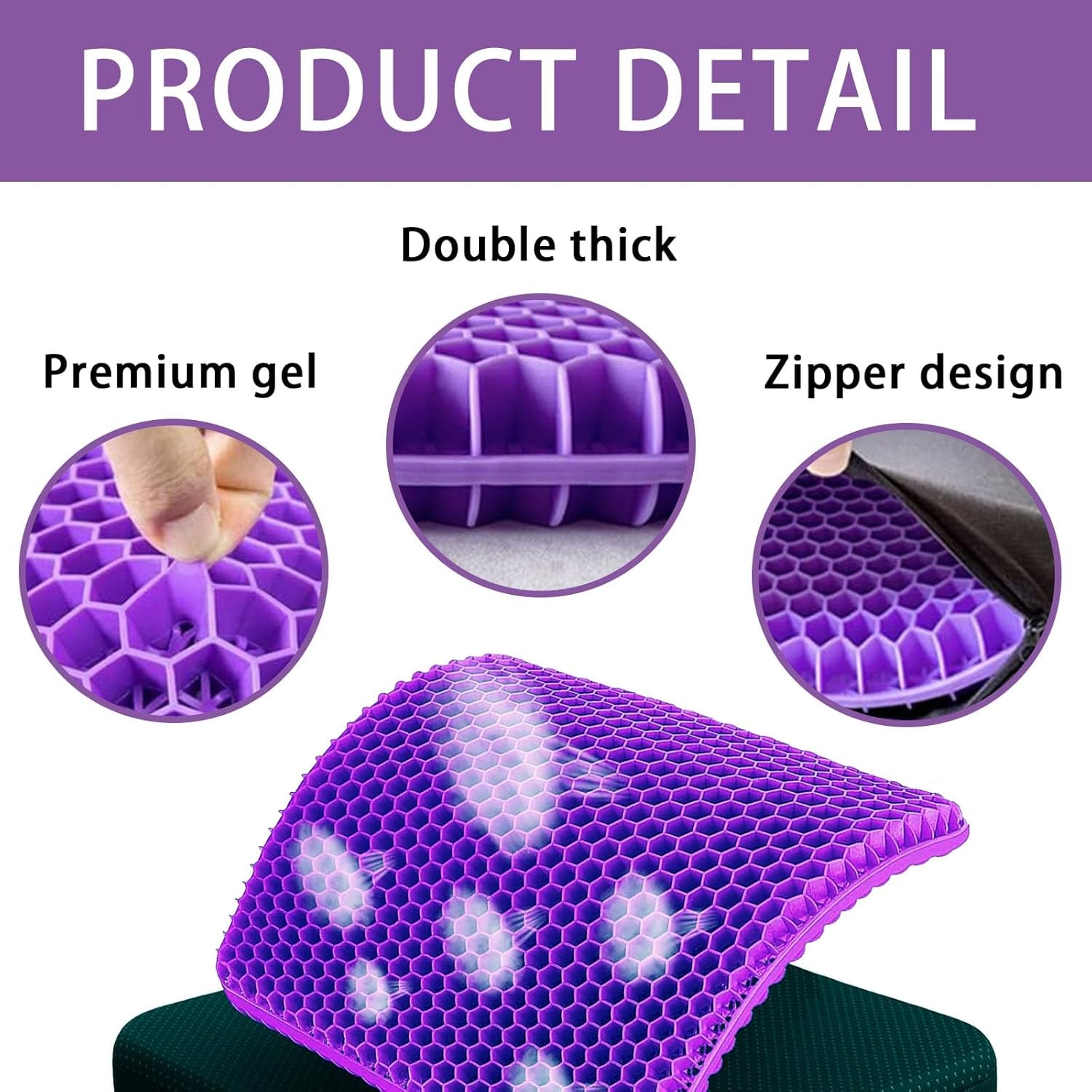 Soft Sitter Cushion, 2025 Extra Large Double Layer Thick Design Cooling Honeycomb Cushion Ultimate Comfort for Home Office for Long Sitting Ideal for Home Office Car Use