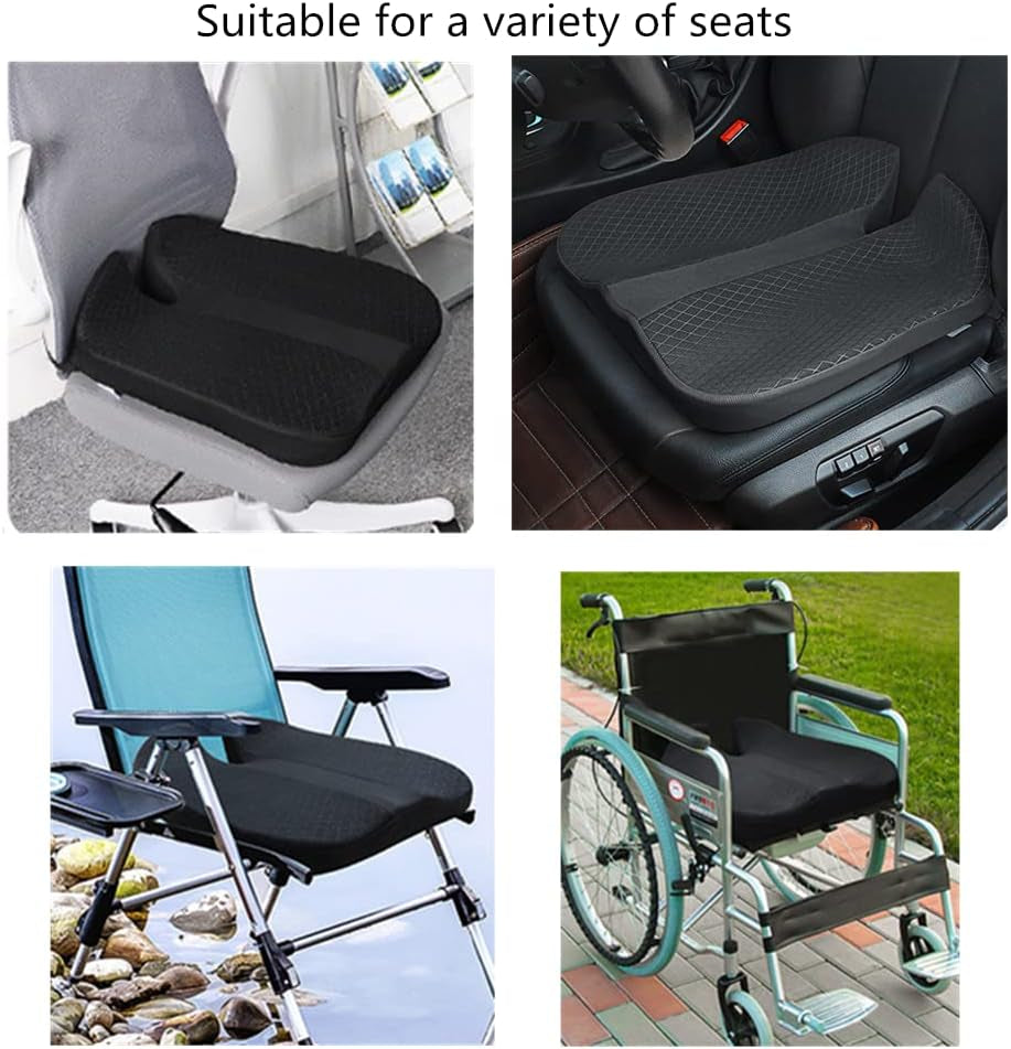 Ergonomic Memory Foam Cushion, Slip Resistant and Comfortable, Relieve Sciatic Nerve, Used for Car Seats, Office Chairs, Dining Chairs, Etc (Black)