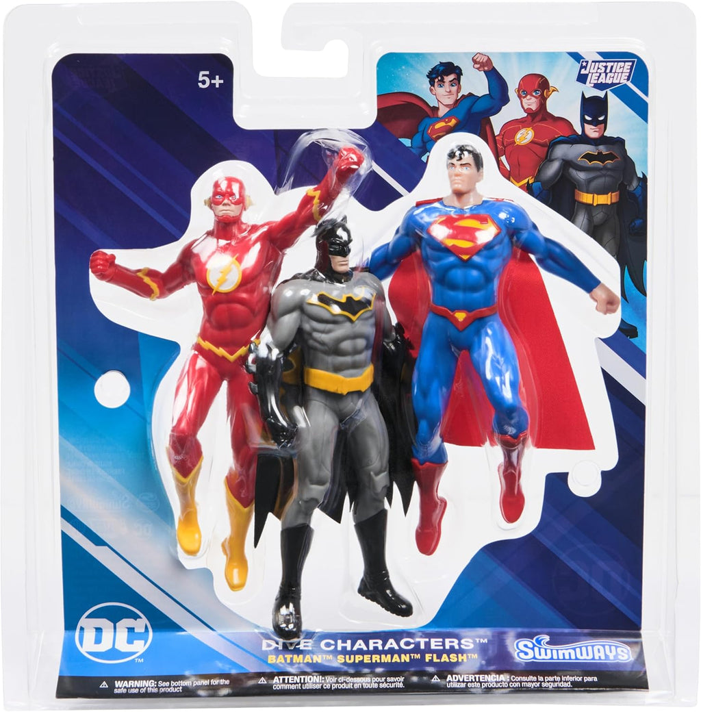 DC Dive Characters 3-Pack, Swimming Pool Accessories & Kids Pool Toys, DC Party Supplies & Water Toys for Kids Aged 5 & Up