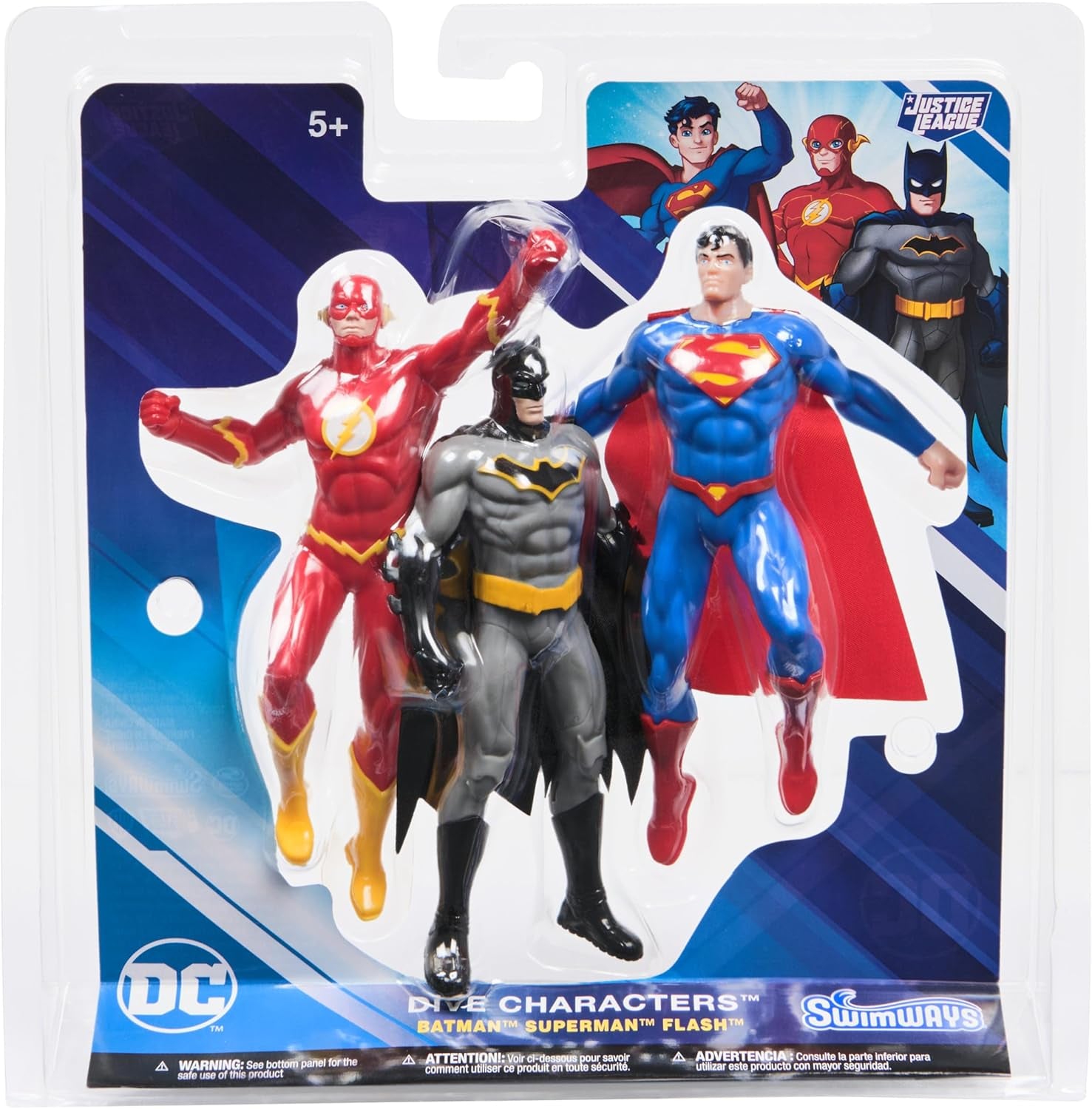 DC Dive Characters 3-Pack, Swimming Pool Accessories & Kids Pool Toys, DC Party Supplies & Water Toys for Kids Aged 5 & Up