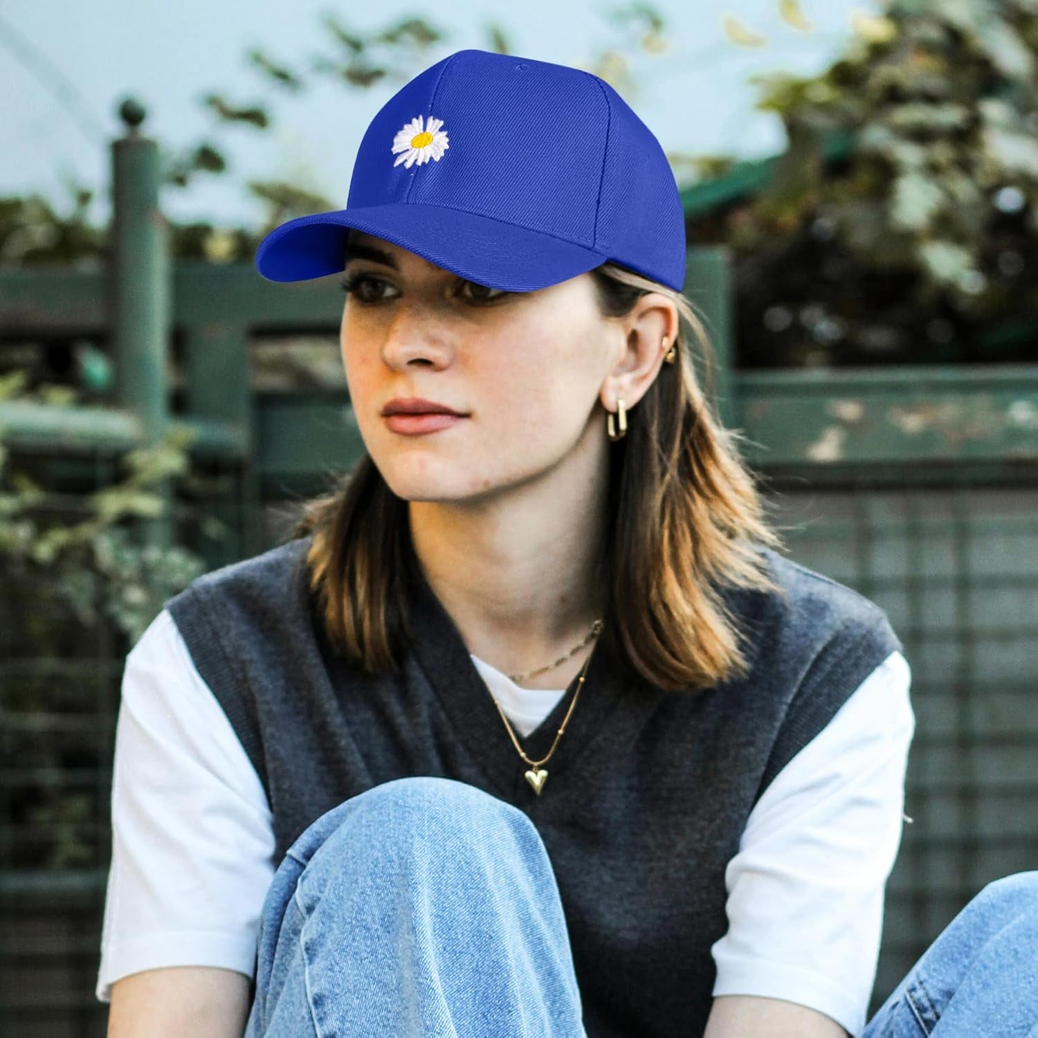 Ladies Baseball Caps - Baseball Cap for Women, Daisy Adjustable Ladies Baseball Caps for Womens Casual Summer Outdoor Sports Dad Peaked Sun Cap UK