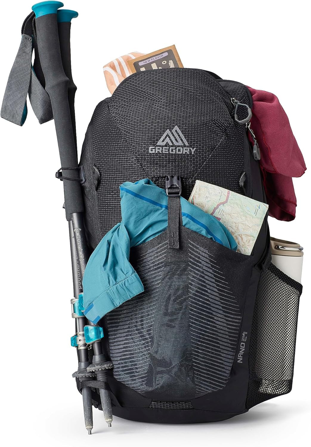 Nano 24L Unisex Day Hiking/Commuter/Active Travel Backpack, Breathable Backpanel, Hydration Port, One Size Fits All, Techno Black