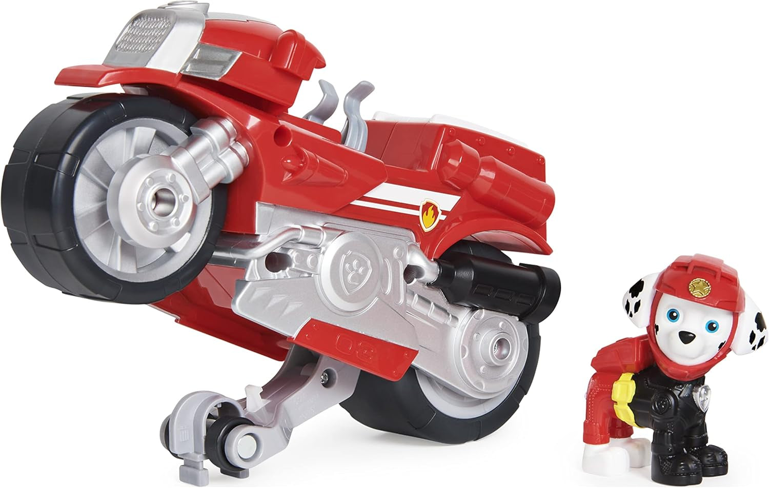 , Moto Pups Marshall’S Deluxe Pull Back Motorcycle Vehicle with Wheelie Feature and Toy Figure