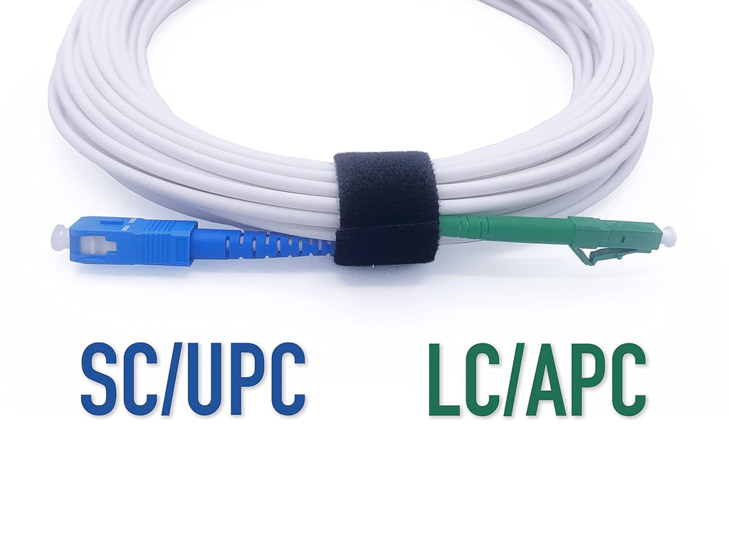 Fiber Optic Cable LC/APC to SC/UPC OS2 Simplex Singlemode LSZH, White (2M)