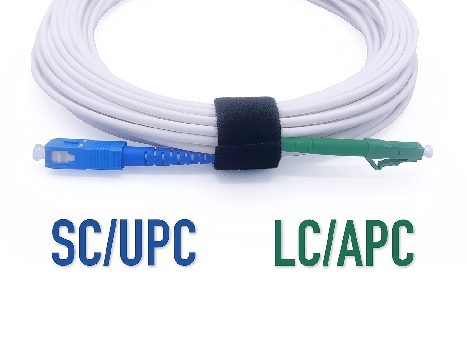 Fiber Optic Cable LC/APC to SC/UPC OS2 Simplex Singlemode LSZH, White (2M)