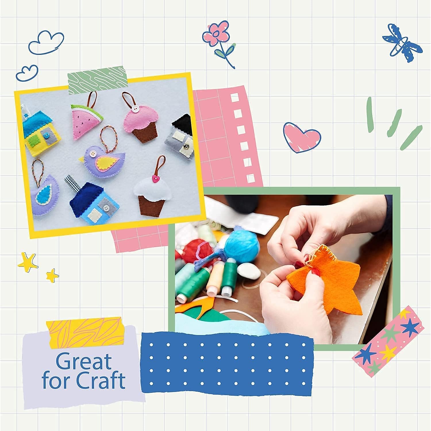 40Pcs Coloured Felt Fabric Sheets 15 X 15 Cm, Fabrics DIY Craftwork Sewing Patchwork, Crafts Assorted Colour Polyester Sheet for Art and Craft
