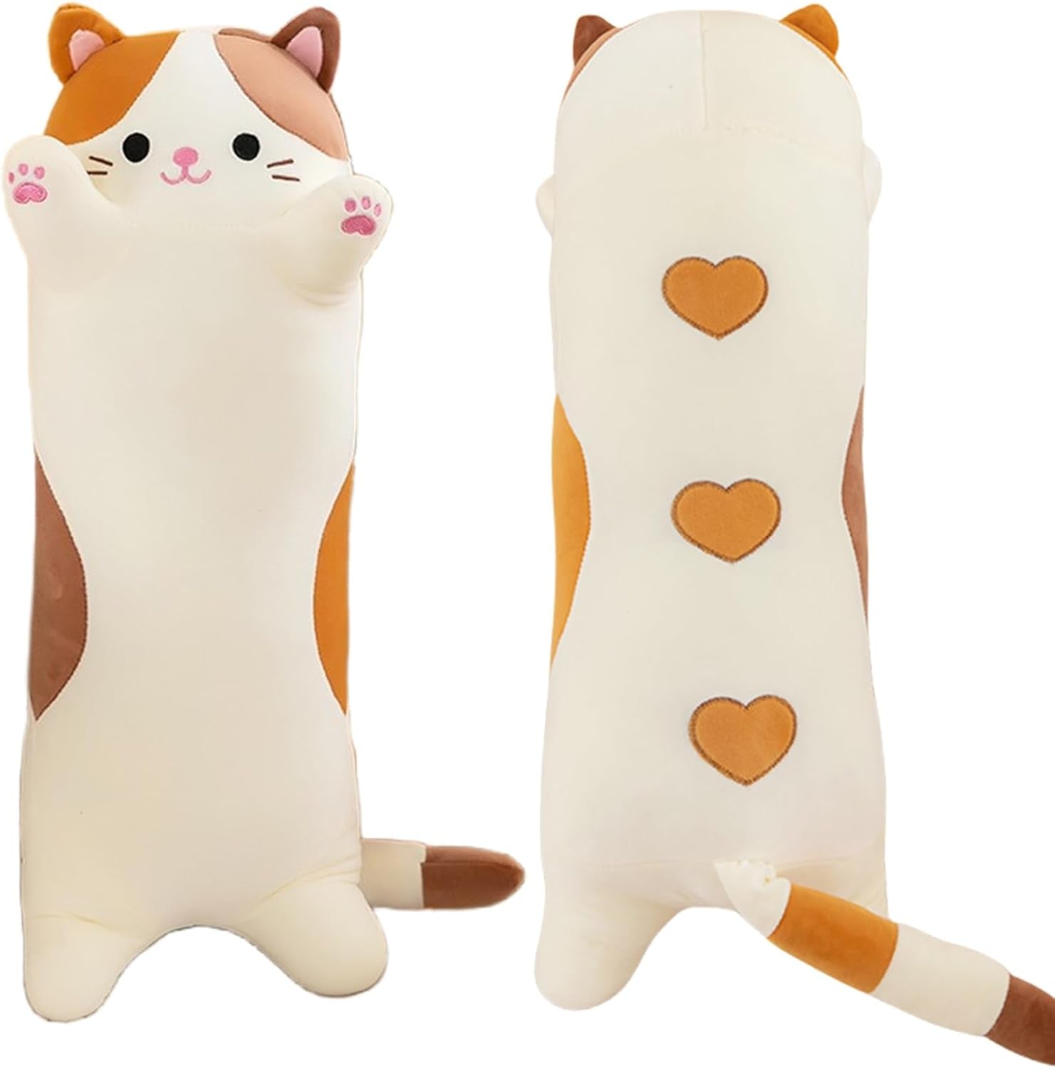 Long Cat Plush Pillows, Cute Cat Stuffed Animal Kitten Soft Huggable Cat Plush Toys Pillow for Kids and Adults, 1Pcs, 70Cm/ New Beige
