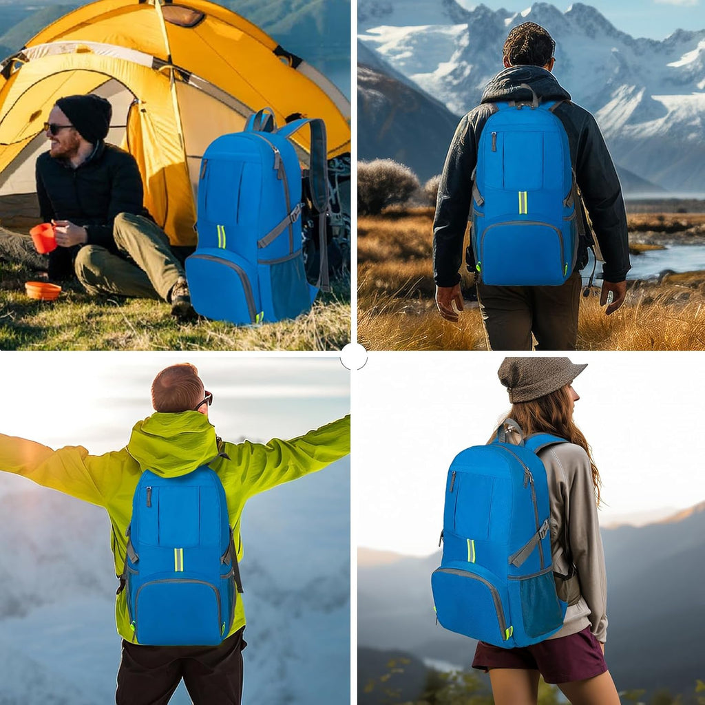 Hiking Backpack, 35L Camping Travel Backpack Packable Outdoor Sports Camping, Water Resistant Lightweight Travel Daypack for Men Women, Sky Blue