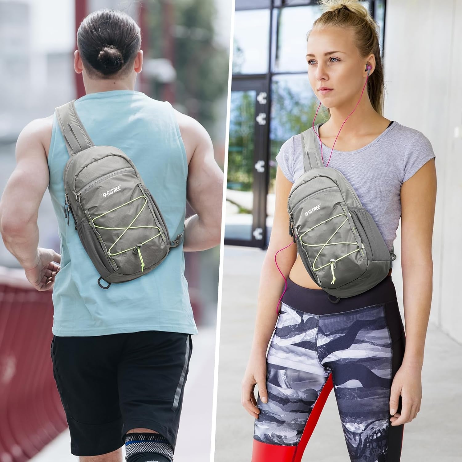 Sling Bag Backpack RFID Blocking Crossbody with Front Pocket Hiking Daypack Outdoor Chest Bag for Women Men