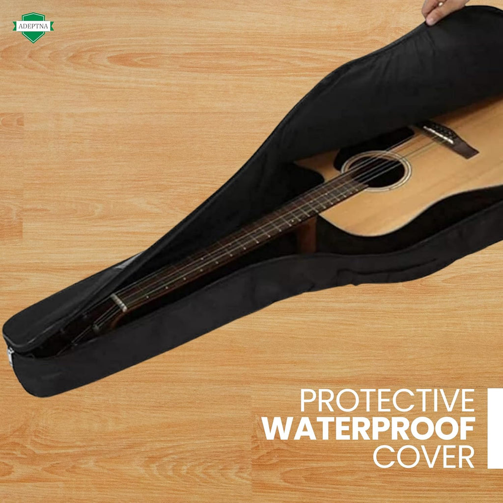 Heavy Duty Full Size Padded Protective Waterproof Classical Acoustic Guitar Back Bag Carry Case-Fully Waterproof Cover, Foam Padding- Black