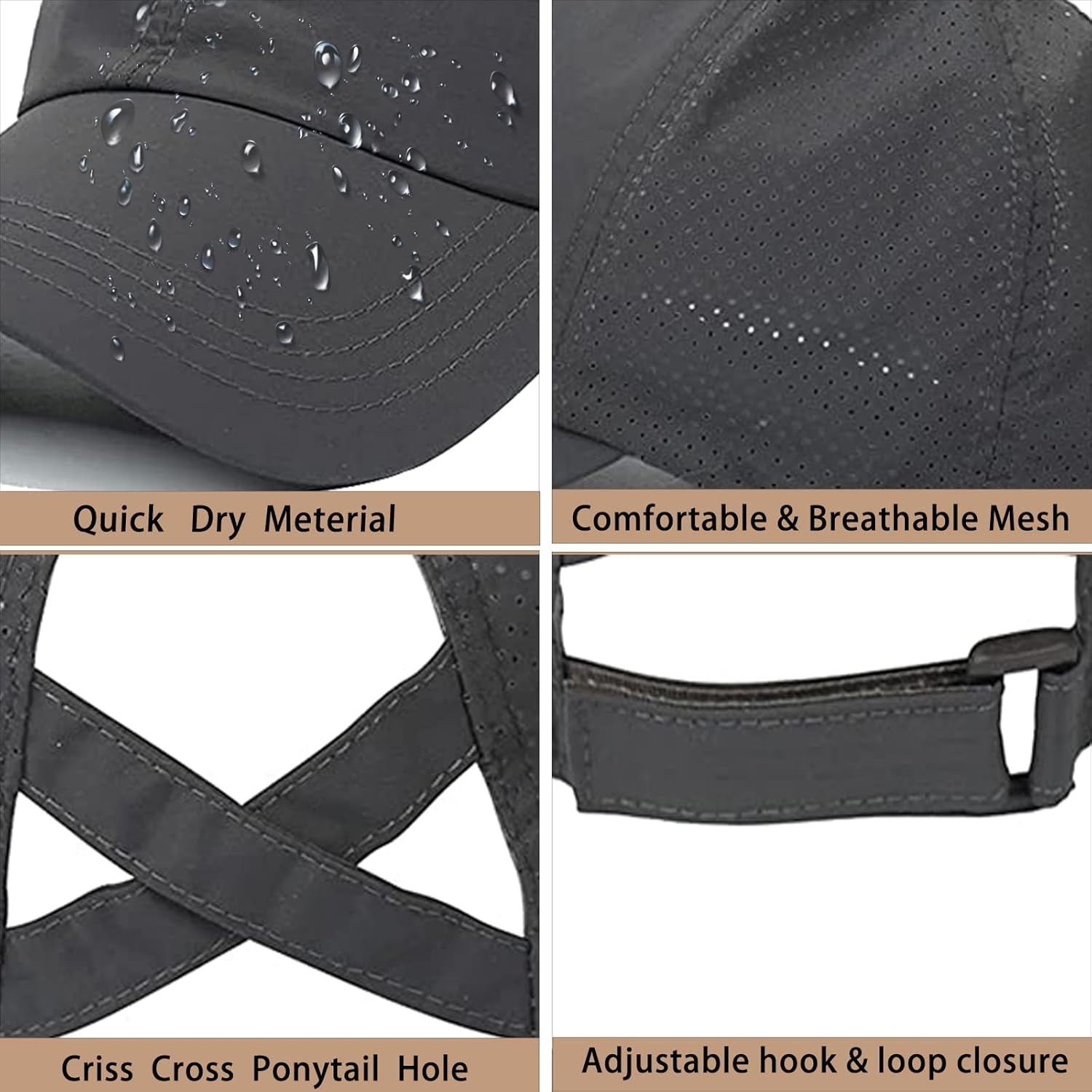 Womens Criss Cross Ponytail Baseball Cap,High Messy Bun Ponycap Quick Drying Mesh Outdoor Sports Hat with Ponytail Hole Adjustable Travel Summer Hat