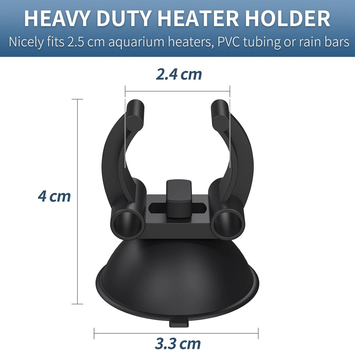 3.3Cm Aquarium Heater Suction Cups Suckers with 2.4Cm Clips Black Standard Heating Rod Holders Clamps for Fish Tanks (Not for Airline Tubing), 12 Pack