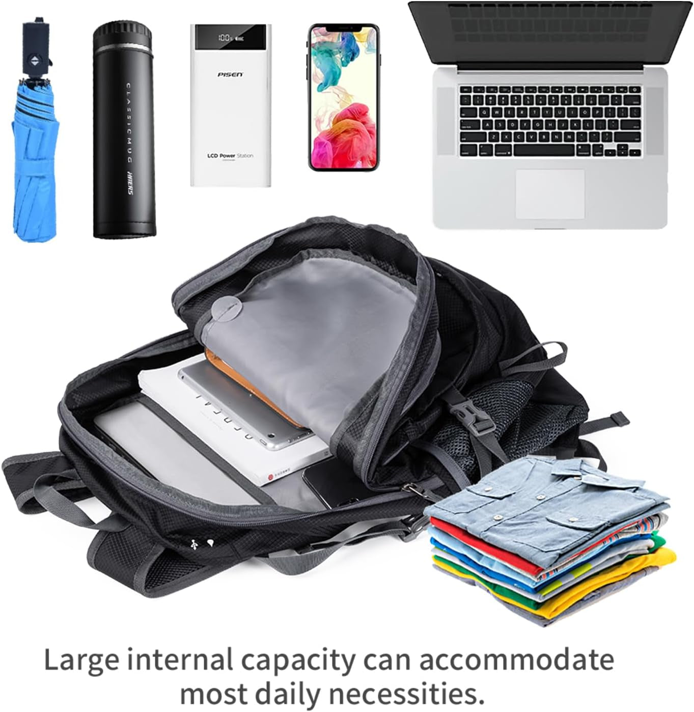 NODLAND Lightweight Backpack Travel 40L Foldable Water-Resistant Daypack, Hiking Outdoor Camping Rucksack for Men Women