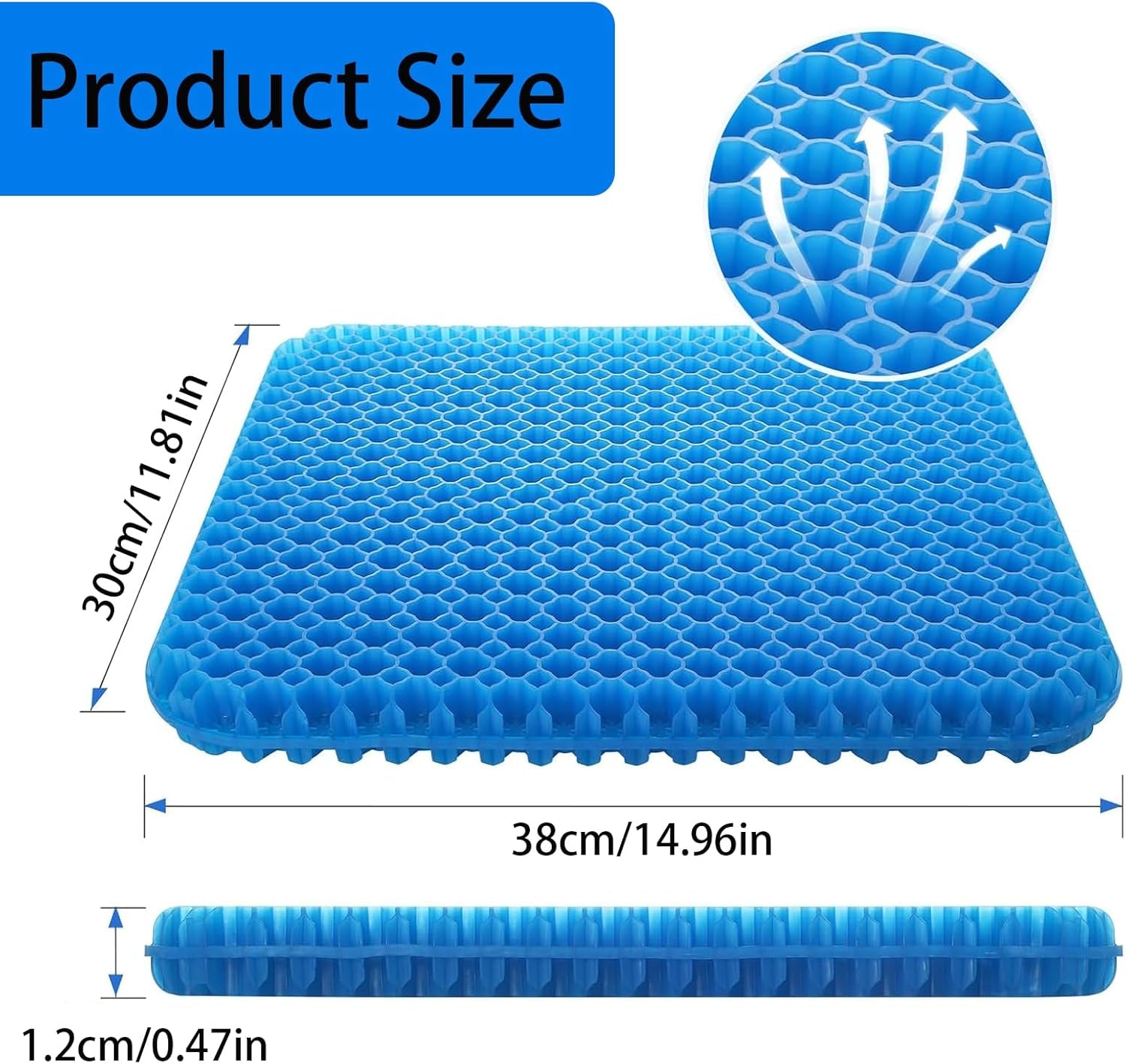 2 Piece Soft Sitter Cushion, Soft Sitter Gel Cushion, Honeycomb Seat Cushion, 38 * 30 * 1.2Cm, for Office, Car, Wheelchair, Gaming Chair