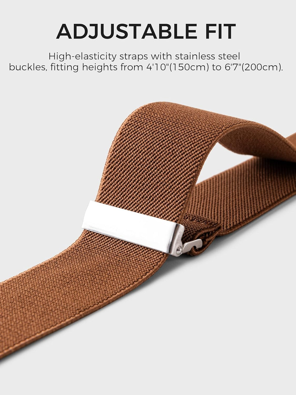 Braces for Men with Clip and Button Attachment Options, Includes 6 Buttons, 1.4 Inch Width Y-Shape for Heights up to 6'7", Stainless Steel, XL Elasticity Adjustment Suspenders