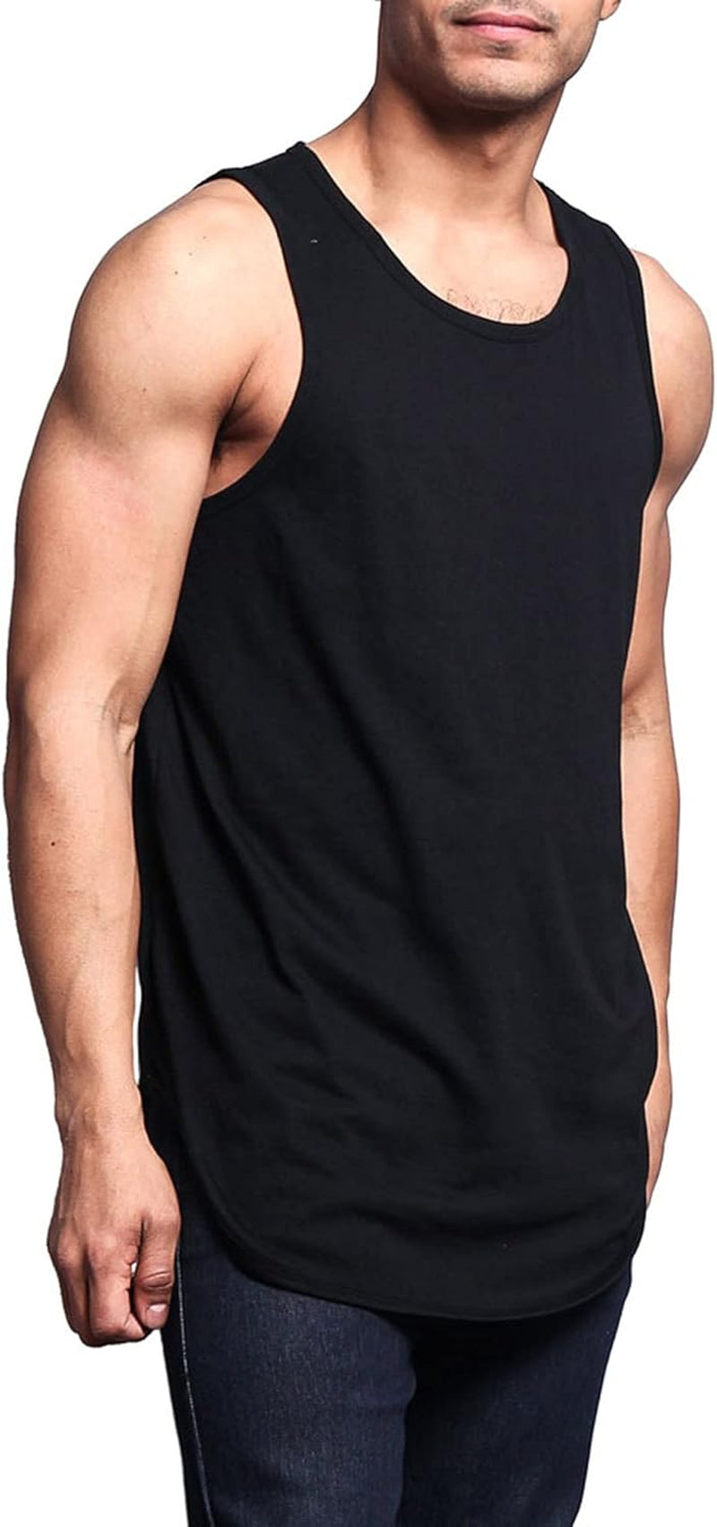 Solid Color Long Length Curved Hem Tank Top