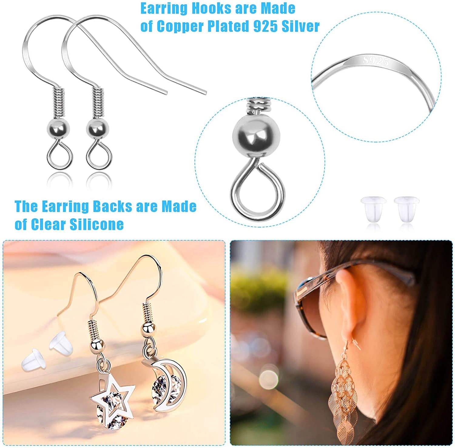 720Pcs Earring Making Kit with Hypoallergenic Earring Hooks, Backs and Jump Rings
