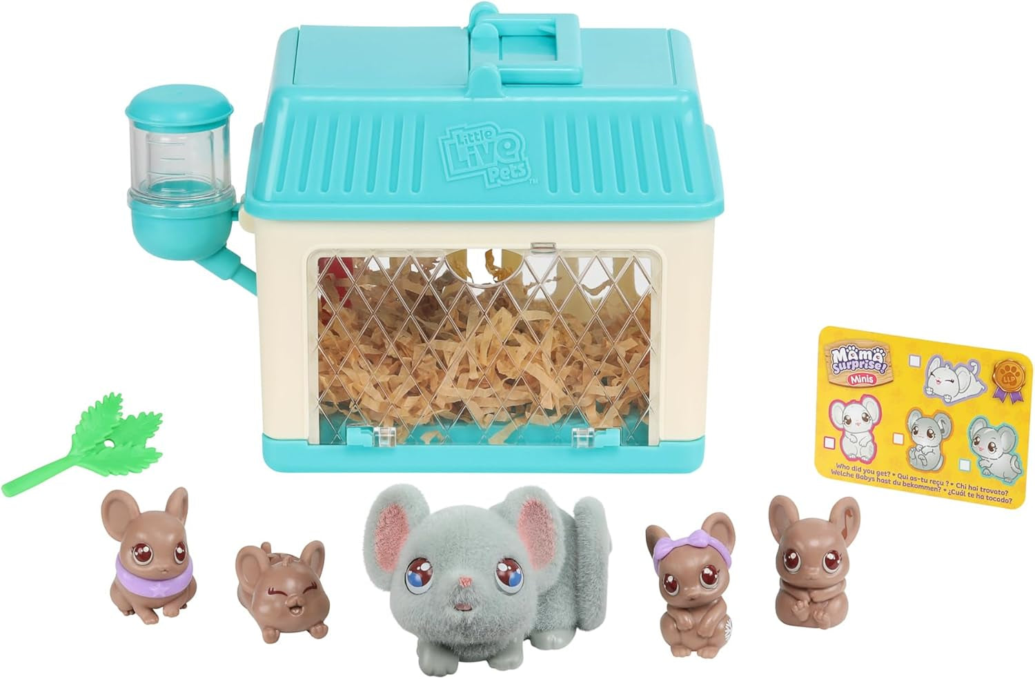 - Mama Surprise Minis. Feed and Nurture a Lil' Mouse inside Their Hutch so She Can Be a Mama. She Has 2, 3, or 4 Babies with Surprise Accessories to Dress up the Babies