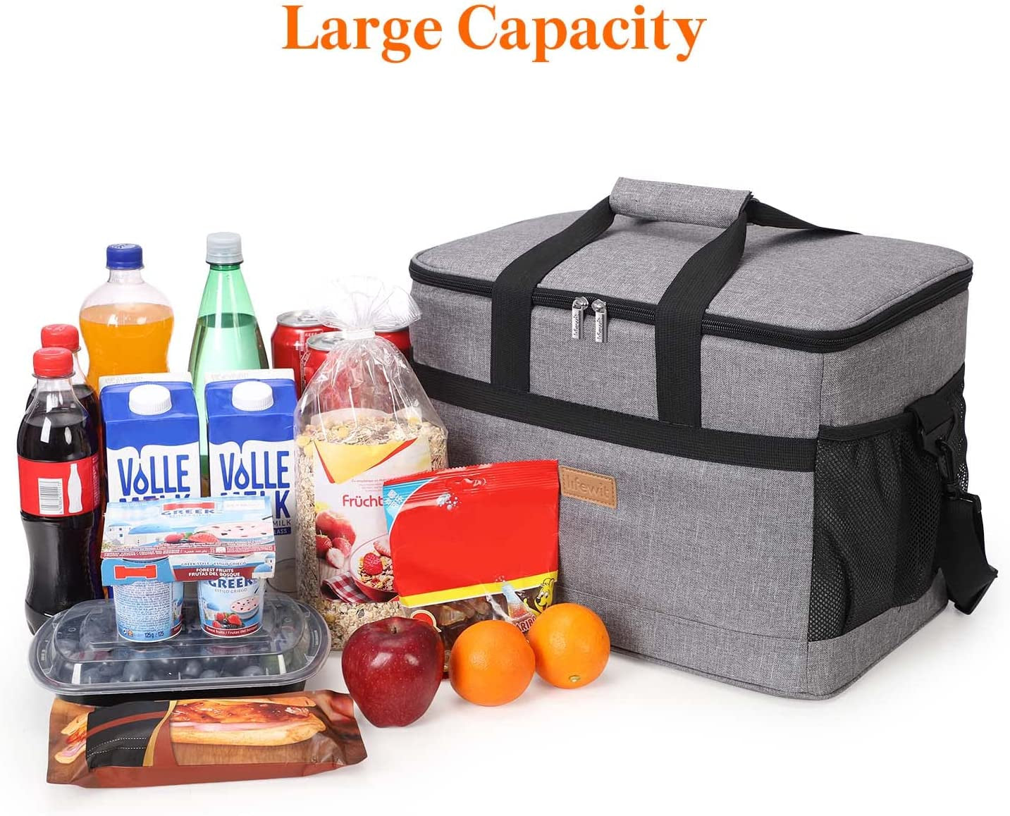 Soft Cooler Bag with Hard Liner, Large Insulated Picnic Lunch Bag Box Soft-Sided Cooling Bag for Camping/Bbq/Family Outdoor Activities