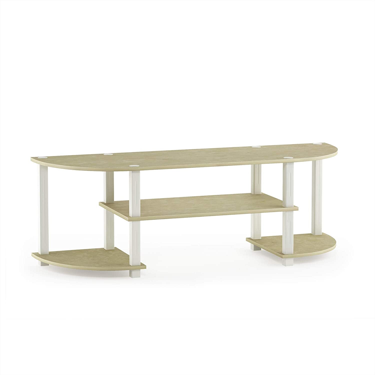 Turn-S-Tube Wide TV Entertainment Center, Cream Faux Marble/White