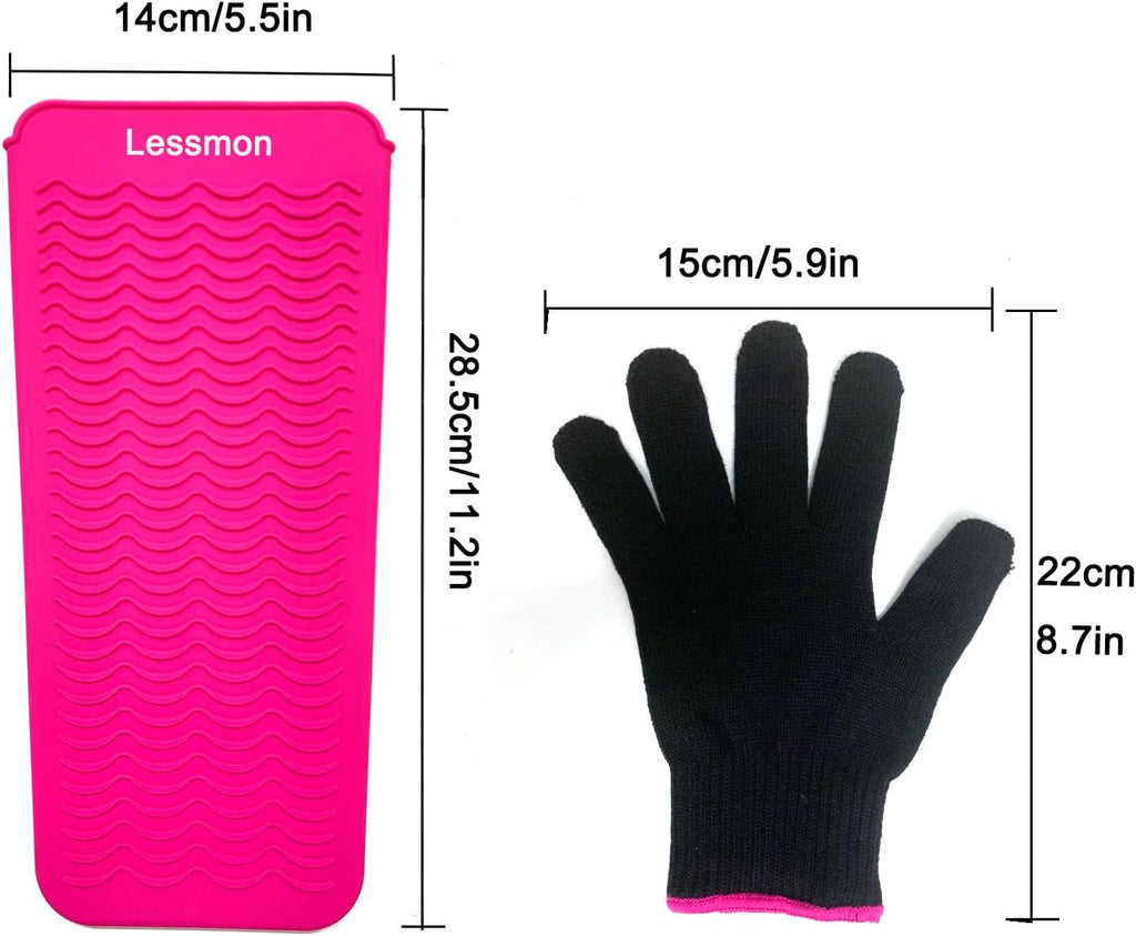 Heat Resistant Mat Pouch and Heat Resistant Glove for Curling Irons, Hair Straightener, Flat Irons and Hair Styling Tools, 28.5Cm X 14Cm, Pink