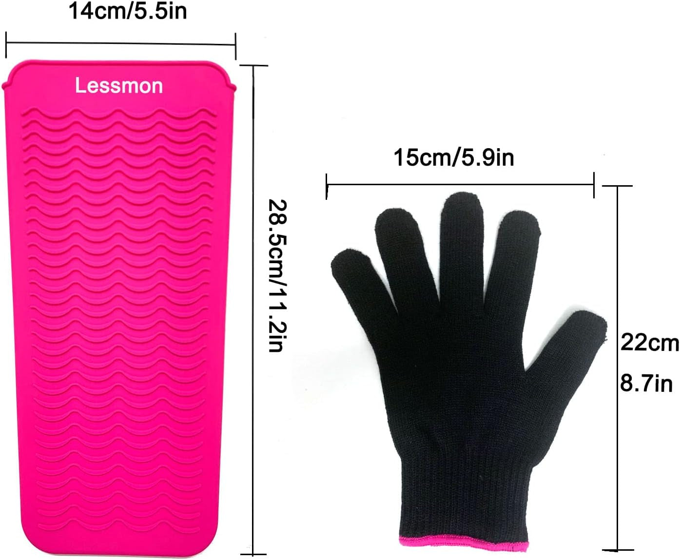 Heat Resistant Mat Pouch and Heat Resistant Glove for Curling Irons, Hair Straightener, Flat Irons and Hair Styling Tools, 28.5Cm X 14Cm, Pink