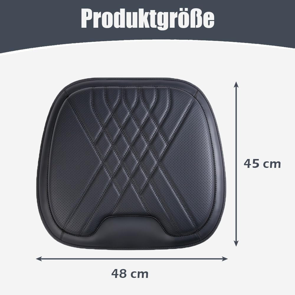 Memory Foam Seat Cushion - 3Cm Height Boost & Coccyx Pain Relief, Breathable Anti-Slip Gel Base for Car/Office Chair, Ergonomic Lumbar Support (Black)