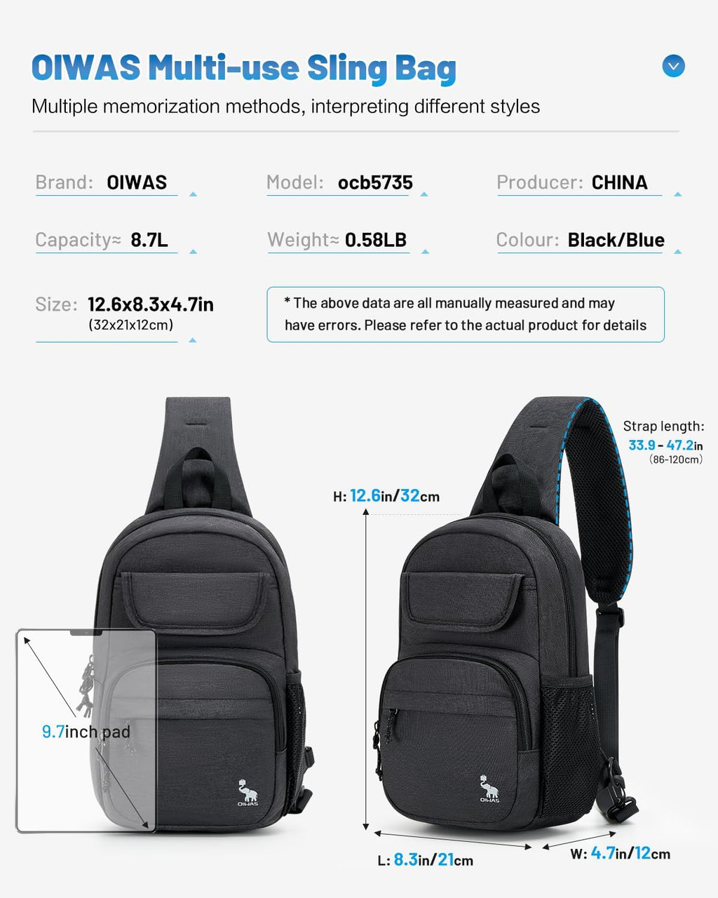 Sling Bag Crossbody Backpack for Men, One Strap Backpack Hiking Daypack Chest Bag for Women