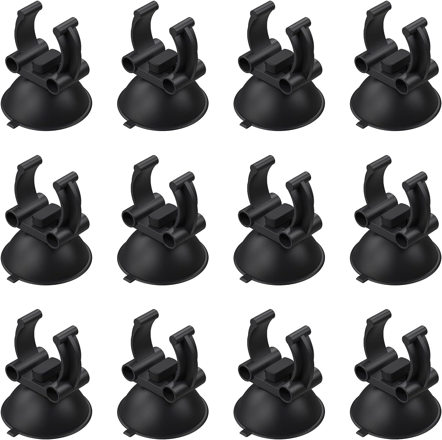 3.3Cm Aquarium Heater Suction Cups Suckers with 2.4Cm Clips Black Standard Heating Rod Holders Clamps for Fish Tanks (Not for Airline Tubing), 12 Pack