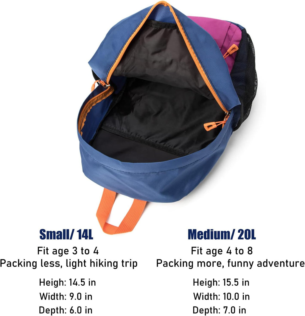 Little Kids Hiking Backpack, Toddler Backpack for Boys or Girls, Ideal for a Day Outdoor Adventures (Purple, Kids - Medium)