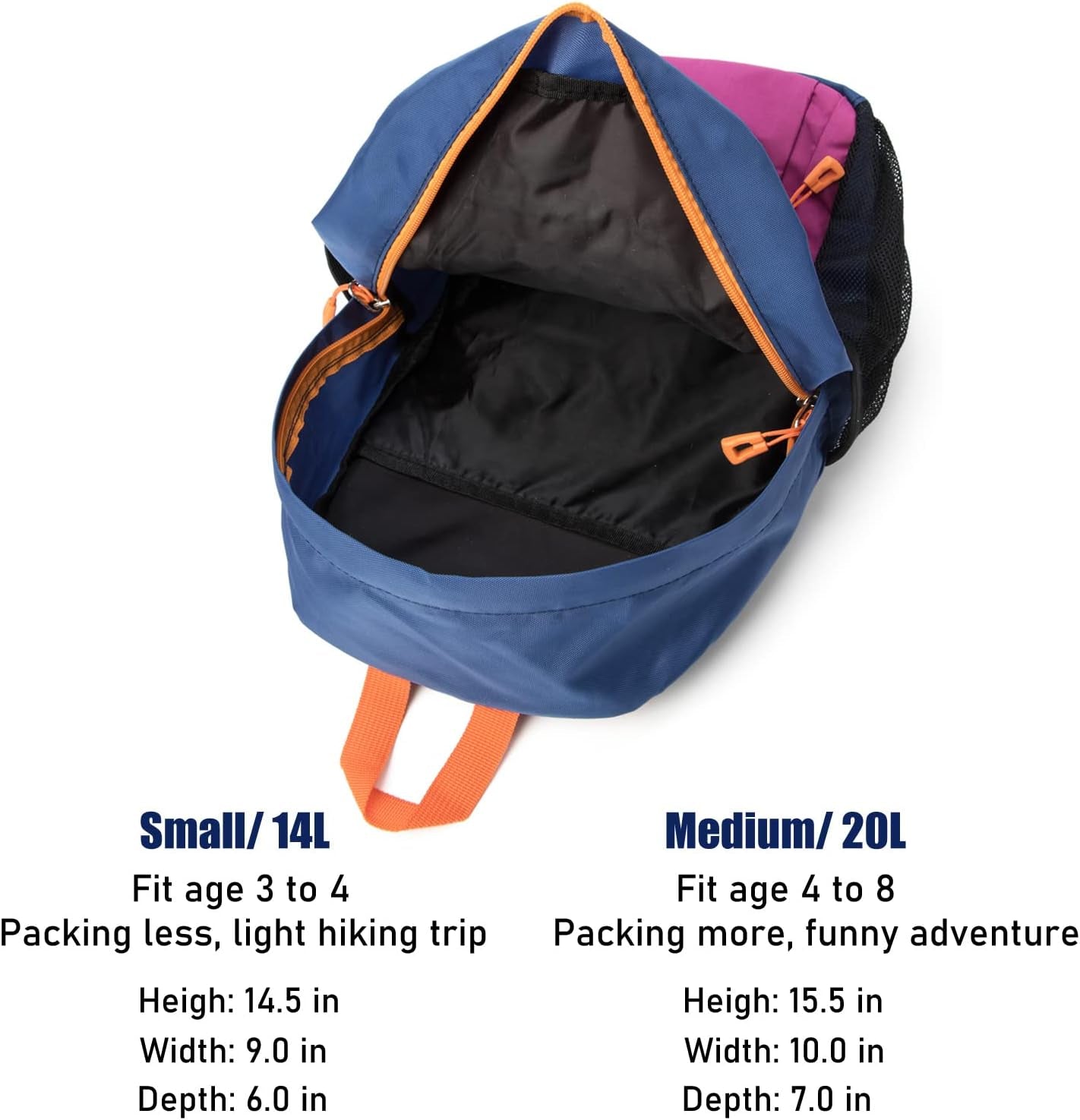 Little Kids Hiking Backpack, Toddler Backpack for Boys or Girls, Ideal for a Day Outdoor Adventures (Purple, Kids - Medium)