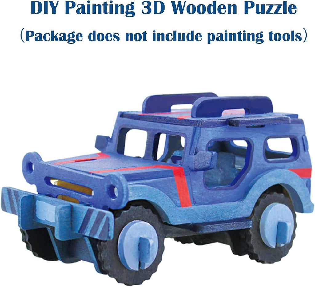 Kids Toys Construction Woodcraft Kits 3D Wooden Model Puzzle Kits Birthday Gifts Pack of 3 Jigsaw (Biplane Off-Road Vehicle Yacht)