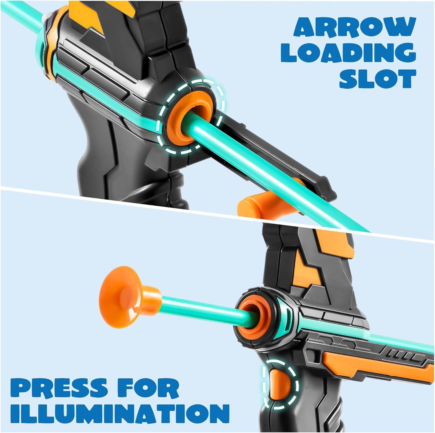 Kids Bow and Arrow Set, LED Light up Archery Toy Set with 9 Suction Cup Arrows, Target & Arrow Case, Indoor and Outdoor Hunting Play Gift Toys for Kids, Boys & Girls Ages 6-12